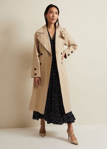 Phase Eight Sandy Button Detail Trench Coats Brown USA | 5134876-VA